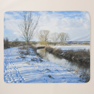 Riverside English Winter Walk - Personalised Sherpa Blanket