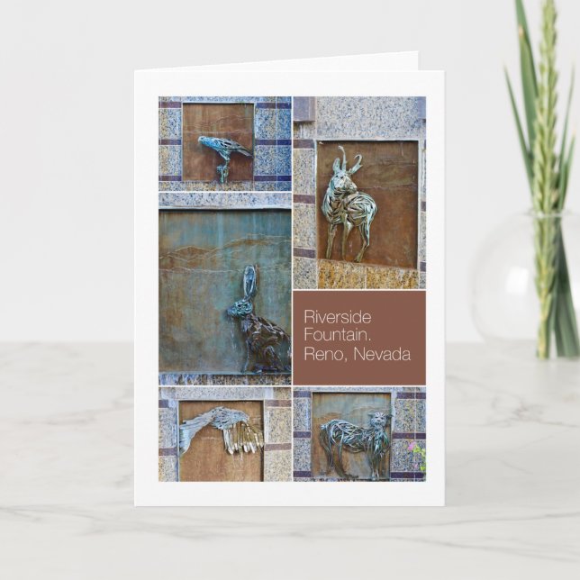 Riverside Fountain Figures photo collage Reno, NV Card (Front)