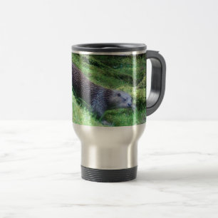 Riverside Otter Peaceful Water Animal Scene Nature Travel Mug