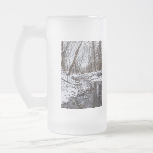 Riverside Snow Frosted Glass Beer Mug (Left)
