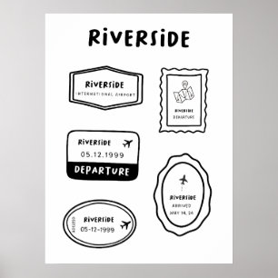 Riverside - Travel Stamp Collection   Minimalist Poster