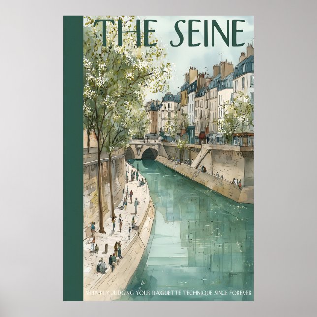 Riverside Walkway Poster  City Canal, Bridge View (Front)