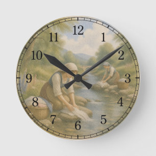 Riverside Washing Wall Clock — Cultural Landscape