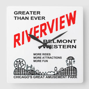 Riverview Amusement Park, Chicago, IL 1904-1967 Square Wall Clock