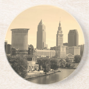 Riverview Cleveland (Sepia) Coaster