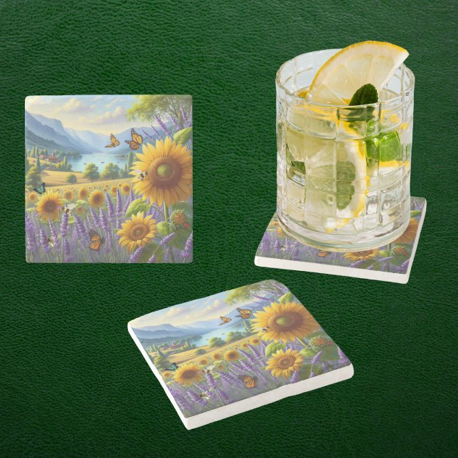 Riverview Sunflowers and Lavender Stone Coaster (Creator Uploaded)