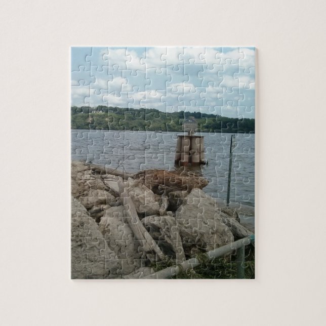 Riverwalk Dubuque Iowa Mississippi River Jigsaw Puzzle (Vertical)