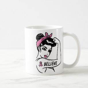 Riveter Believe Pink Ribbon Breast Cancer Awarenes Coffee Mug