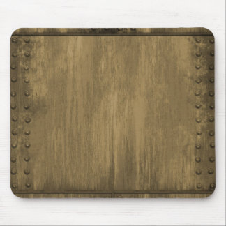 rivetted grungy gold metal plate mouse mat