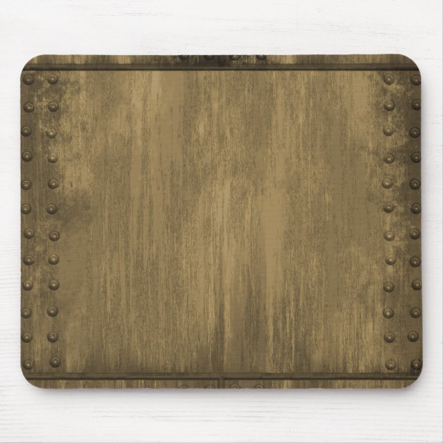 rivetted grungy gold metal plate mouse mat (Front)