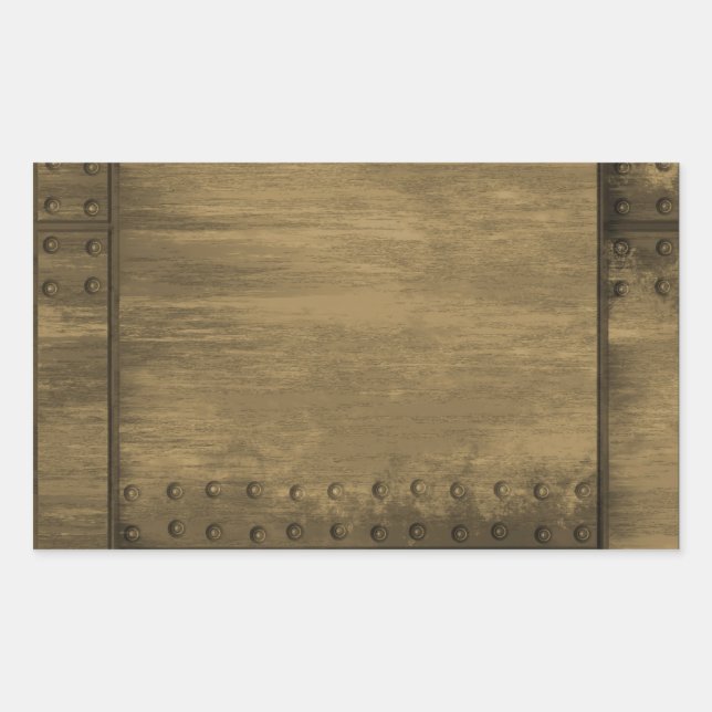 rivetted grungy gold metal plate rectangular sticker (Front)