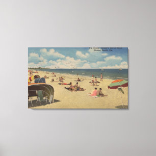 Riviera Beach, Florida - Sunbathers on Beach Canvas Print