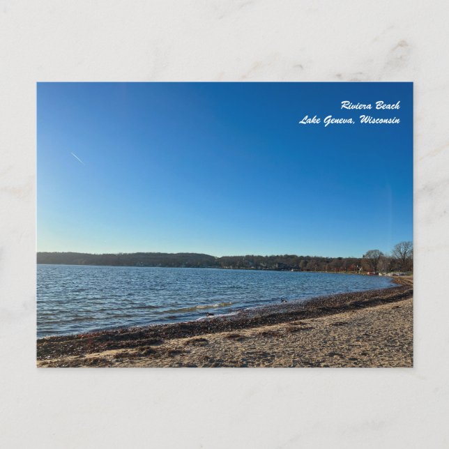 Riviera Beach in Lake Geneva Wisconsin Postcard (Front)