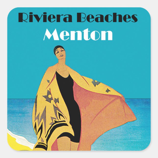 Riviera Beaches ~ Menton Square Sticker (Front)