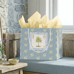Riviera Coastal Orchard Lemon Tree Gifting Vista Large Gift Bag