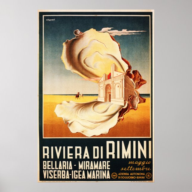 Riviera Di Rimini Vintage ITALY Travel Holidays Poster (Front)