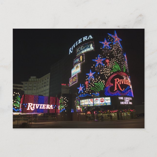 Riviera Las Vegas at Night Picture Postcards (Front)
