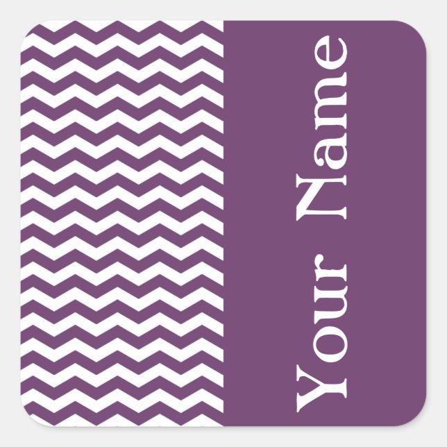Riviera Lavender Wave Chevron with name Square Sticker (Front)