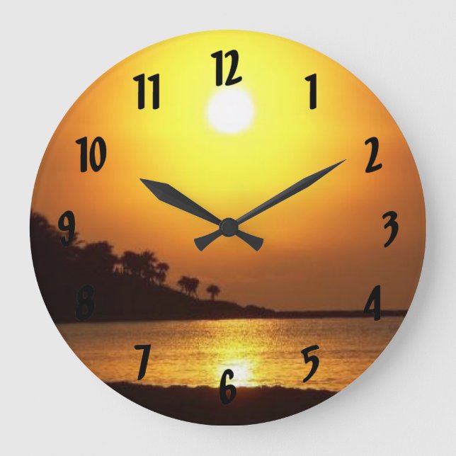 Riviera Maya Cancun Mexico Caribbean Sea at Dawn Large Clock (Front)