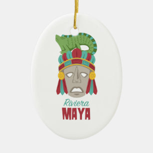 Riviera Maya Mask Ceramic Tree Decoration