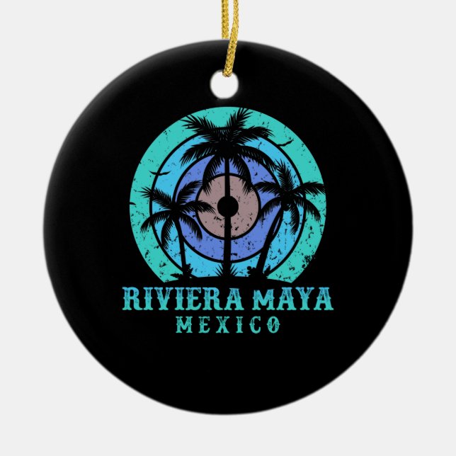 Riviera Maya Mexico Ceramic Tree Decoration (Front)