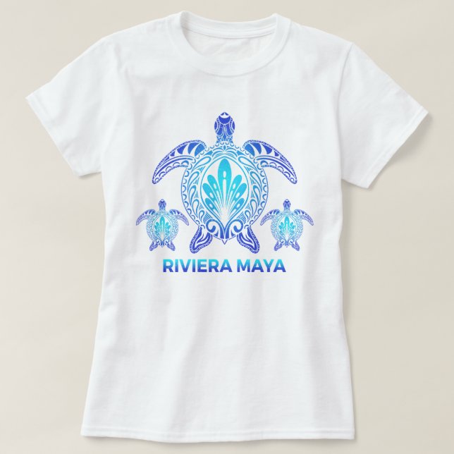 Riviera Maya Mexico Ocean Blue Sea Turtle Souvenir T-Shirt (Design Front)