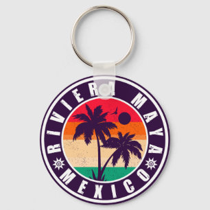 Riviera Maya Mexico Palm Trees Vintage Souvenirs Key Ring
