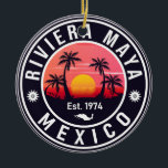 Riviera Maya Mexico Retro Sunset Palm Souvenirs Ceramic Tree Decoration<br><div class="desc">The Riviera Maya Beach Mexico - Retro Tropical Palm Tree 60s Souvenirs Vintage design is the perfect gift for anyone who cherishes the beauty of Riviera Maya's pristine beaches. With its retro summer vibe, this design exudes the charm of a bygone era, transporting you to a time of carefree vacations...</div>