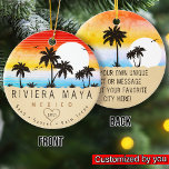 Riviera Maya Mexico Retro Sunset Palm tree 60s Ceramic Tree Decoration<br><div class="desc">Riviera Maya retro beach design for vacation. Riviera Maya Mexico Cities Vintage souvenir for travel to Mexico Beach Towns. Riviera Maya beach artwork for Mexico vacationers and backpackers. Riviera Maya retro souvenir. Design for backpackers and travel to Mexico . Beach with Vintage souvenir for seaside vacationers. - You can personalise...</div>