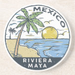 Riviera Maya Mexico Vintage Coaster<br><div class="desc">Riviera Maya vector art design. The Riviera Maya is a stretch of Caribbean coastline on Mexico’s northeastern Yucatán Peninsula.</div>