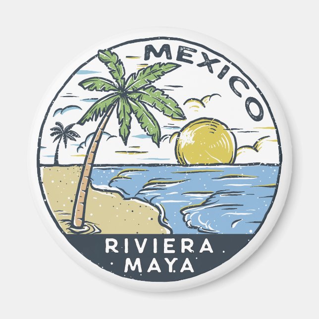 Riviera Maya Mexico Vintage Magnet (Front)