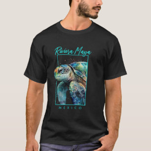 Riviera Maya Mexico Watercolor Sea Turtle Portrait T-Shirt