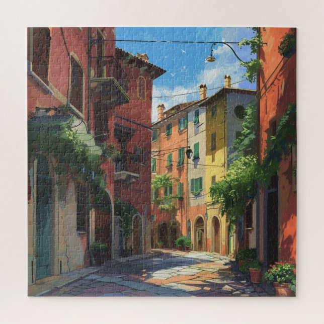 Riviera Street View of Colourful Italian Alley Jigsaw Puzzle (Vertical)