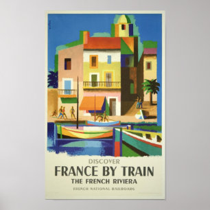 Riviera - Vintage Discover France by Train Poster