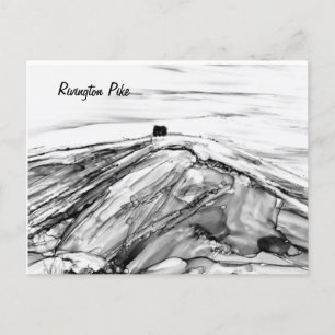 Rivington Pike Horwich Castle in black and white Postcard