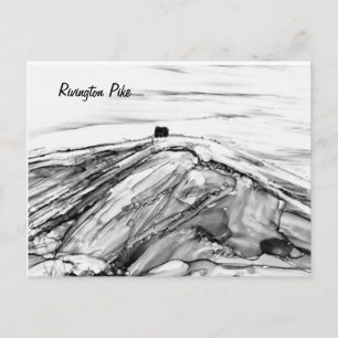 Rivington Pike Horwich Castle in black and white   Postcard