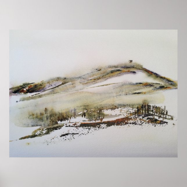 Rivington pike Horwich Watercolour  Poster (Front)