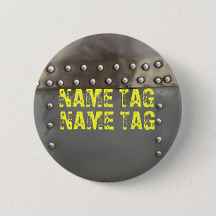 RIVITING NAME TAG 6 CM ROUND BADGE