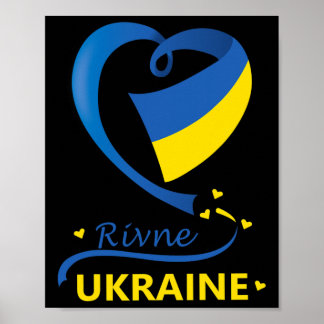 Rivne Ukraine National Flag Heart Emblem Crest  Poster