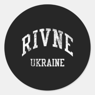 Rivne Ukraine Retro 70s College Sports Style Classic Round Sticker