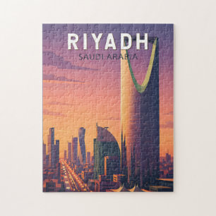 Riyadh Saudi Arabia Illustration Travel Art Retro Jigsaw Puzzle