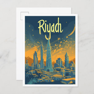 Riyadh Saudi Arabia Vintage Art Travel Postcard