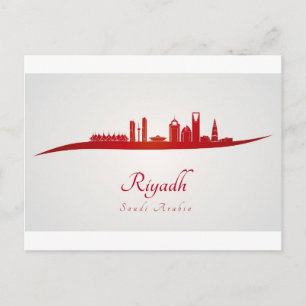 Riyadh skyline in red.jpg postcard