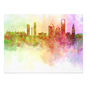 Riyadh skyline in watercolour background photo print