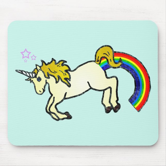 Riyah-Li Designs Rainbow Pooping Unicorn Mouse Mat (Front)