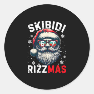 Rizz Christmas 67 Santa Claus Xmas Gen Alpha Skibi Classic Round Sticker