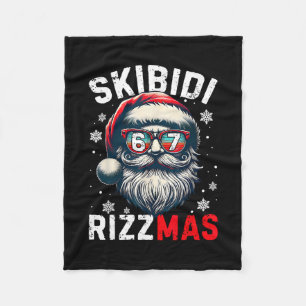 Rizz Christmas 67 Santa Claus Xmas Gen Alpha Skibi Fleece Blanket
