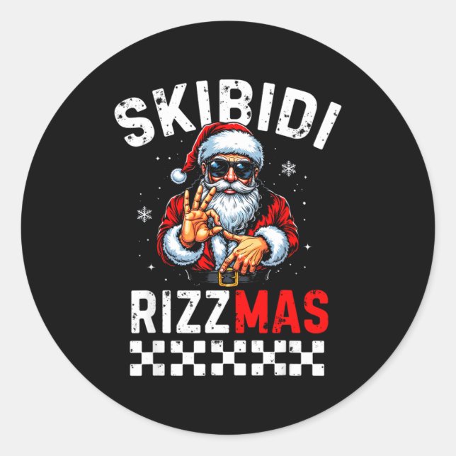 Rizz Christmas Santa 6 7 Funny Xmas Skibidi Rizzma Classic Round Sticker (Front)