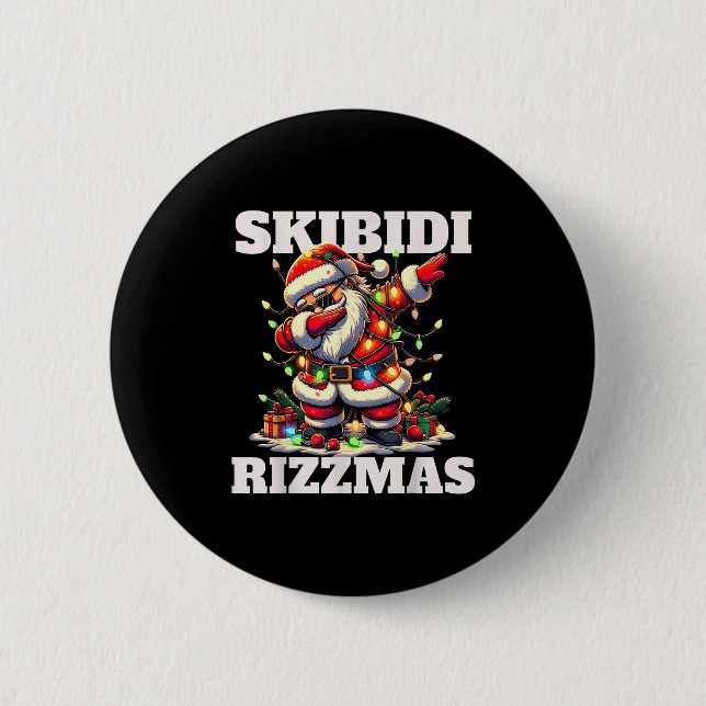 Rizz Christmas Santa Funny Xmas Gen Alpha Skibidi  6 Cm Round Badge (Front)