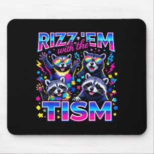Rizz em with the tism autistic racoon meme autism mouse mat
